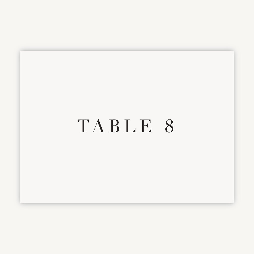 White Modern Script Wedding Table Number