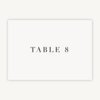 White Modern Script Wedding Table Number