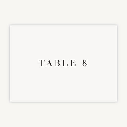 White Modern Script Wedding Table Number