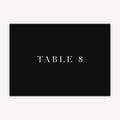 Black Modern Script Wedding Table Number