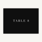 Black Modern Script Wedding Table Number