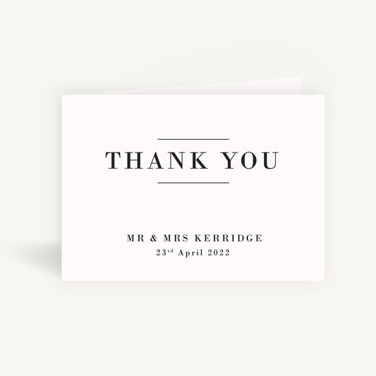 Simple Script Wedding Thank You Card Folded