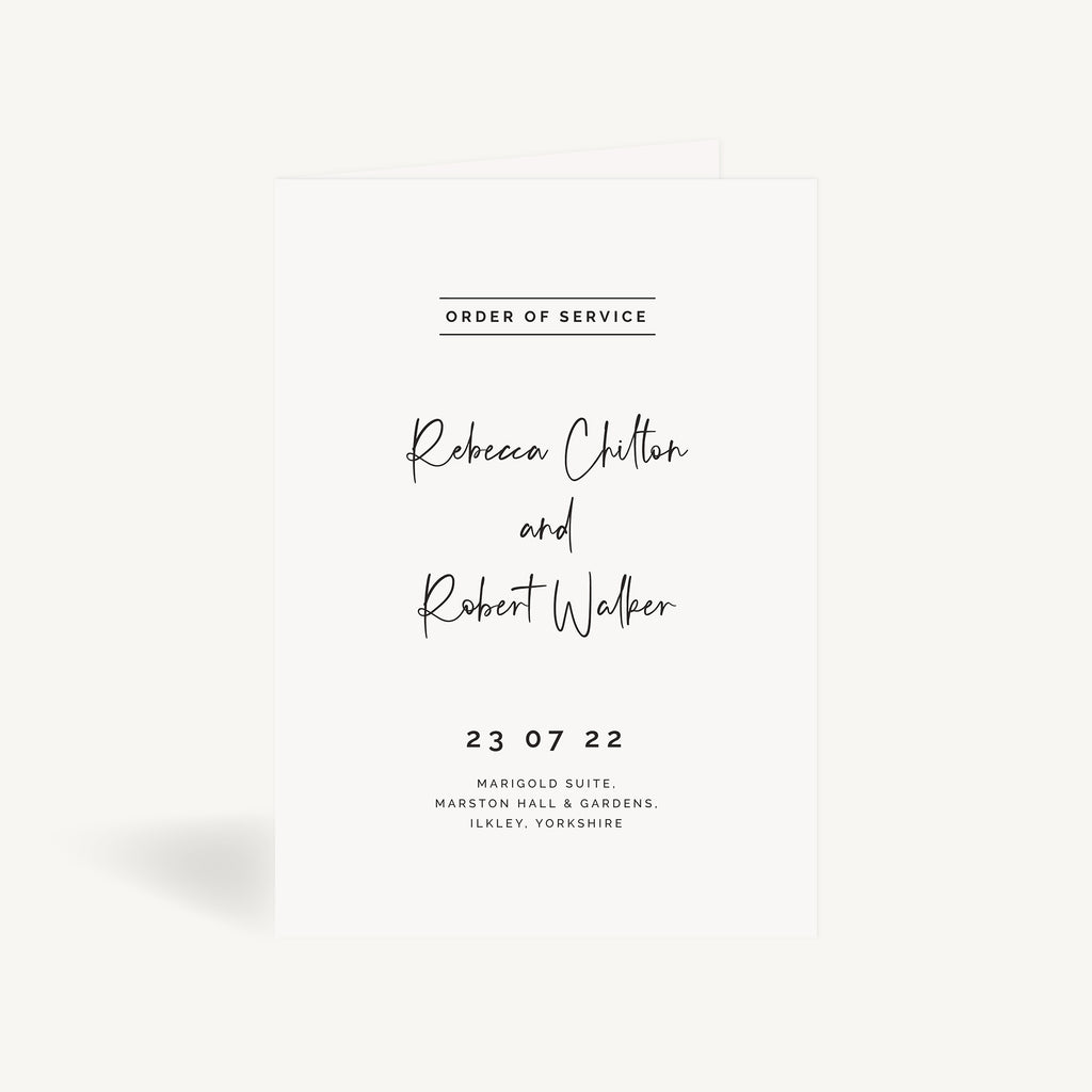Modern Script Wedding Order of Service