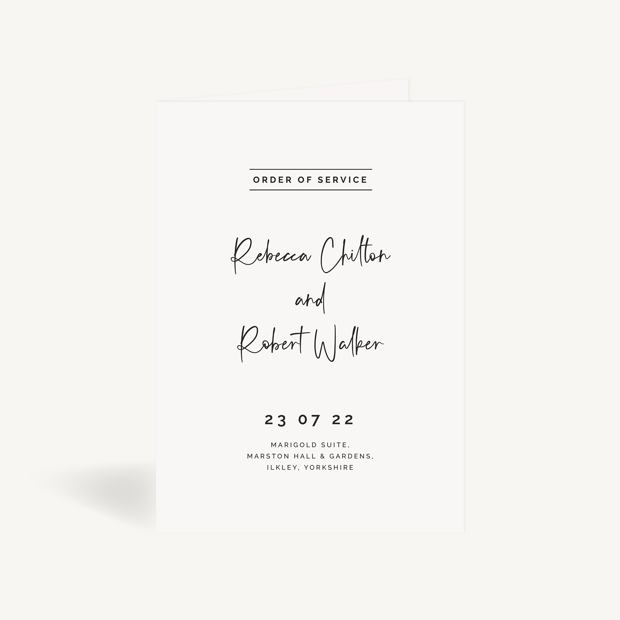 Modern Script Wedding Order of Service