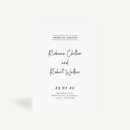 Modern Script Wedding Order of Service