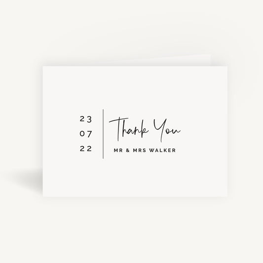 Modern Script Wedding Thank You Card Folded