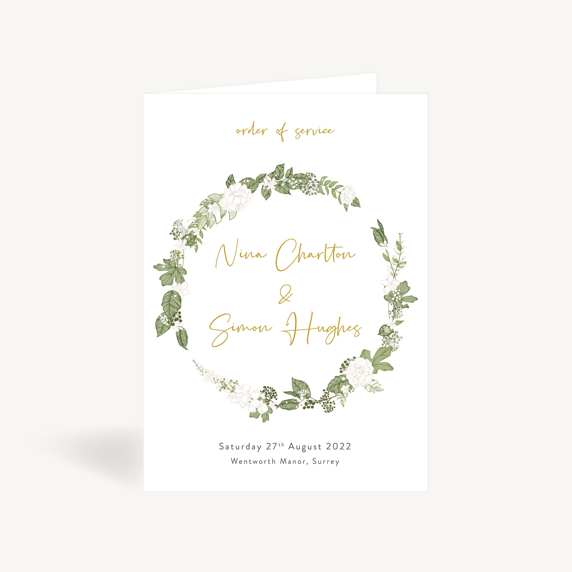 White Floral Wedding Order of Service