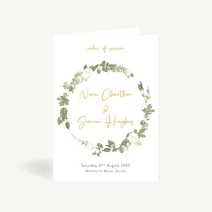 White Floral Wedding Order of Service