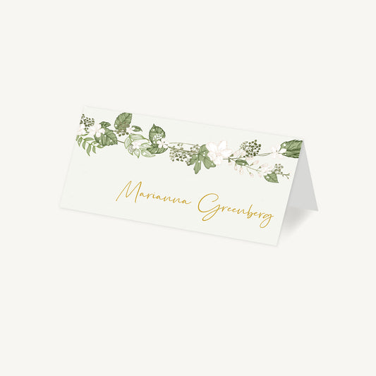 White Floral Wedding Place Card