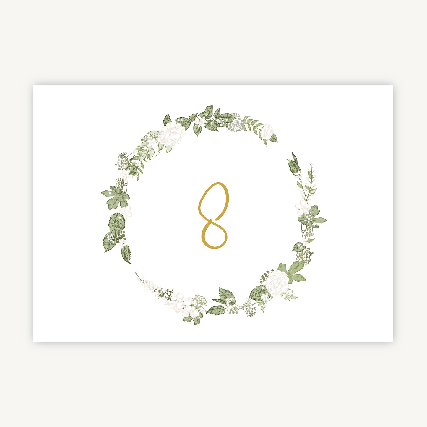 White Floral Wedding Table Number