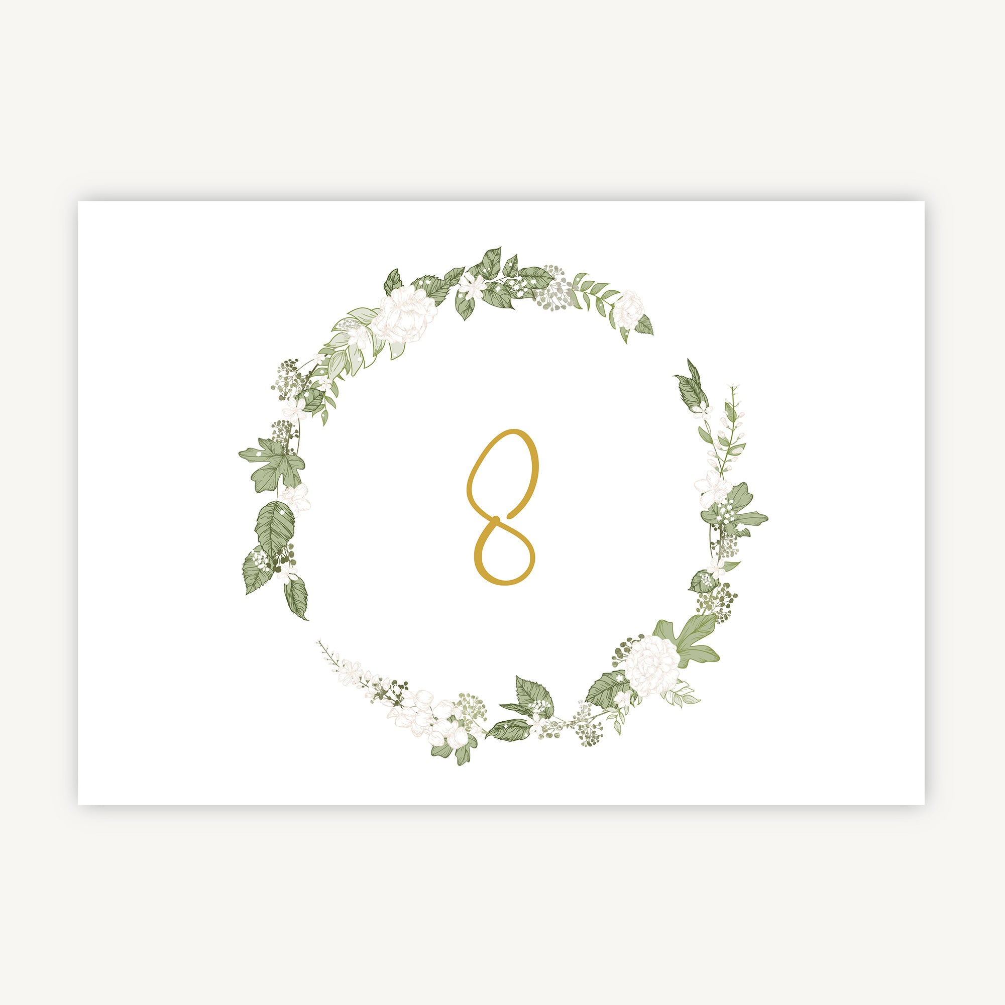 White Floral Wedding Table Number