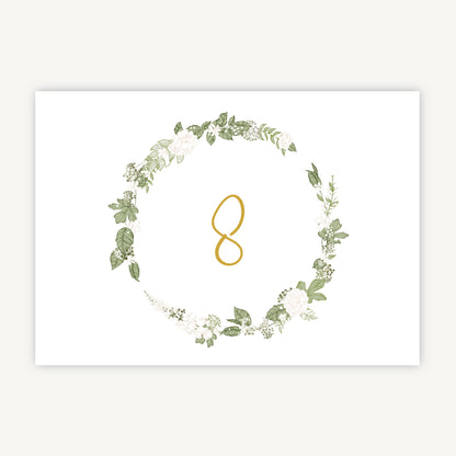 White Floral Wedding Table Number