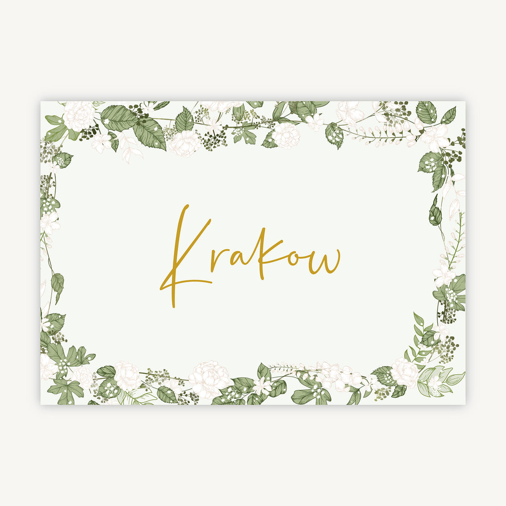 White Floral Wedding Table Name
