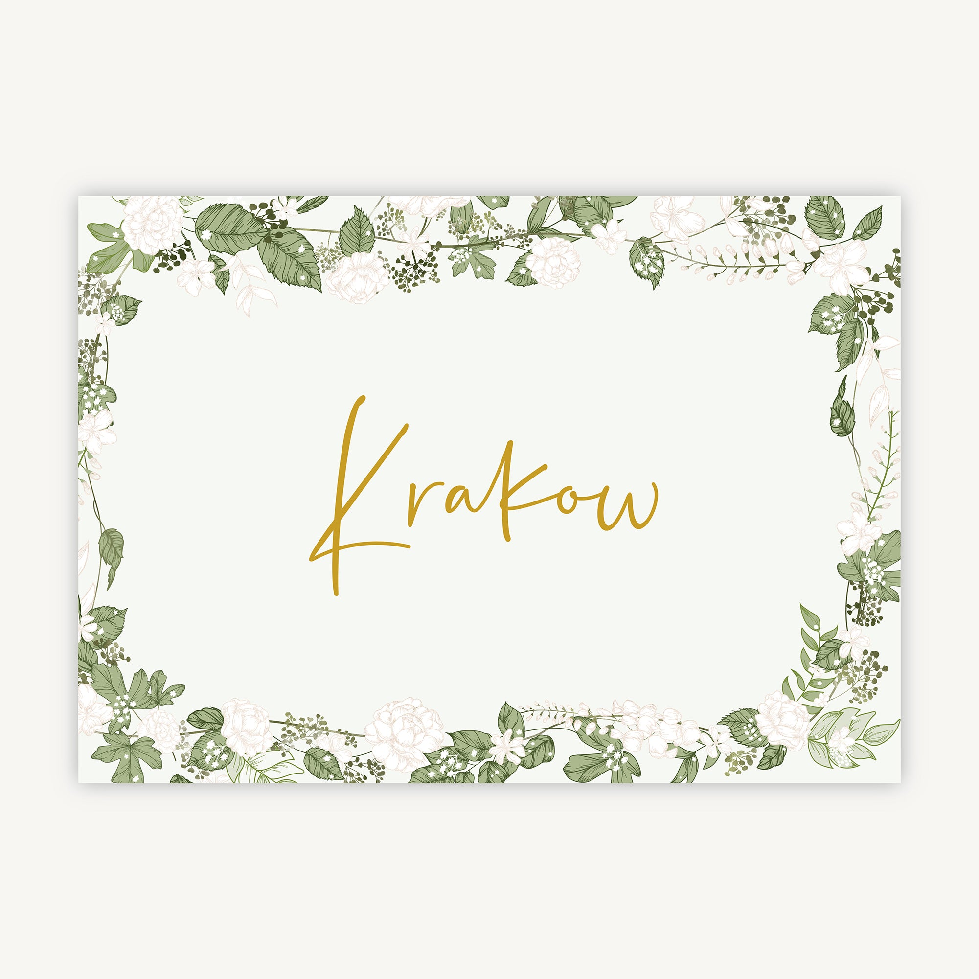 White Floral Wedding Table Name