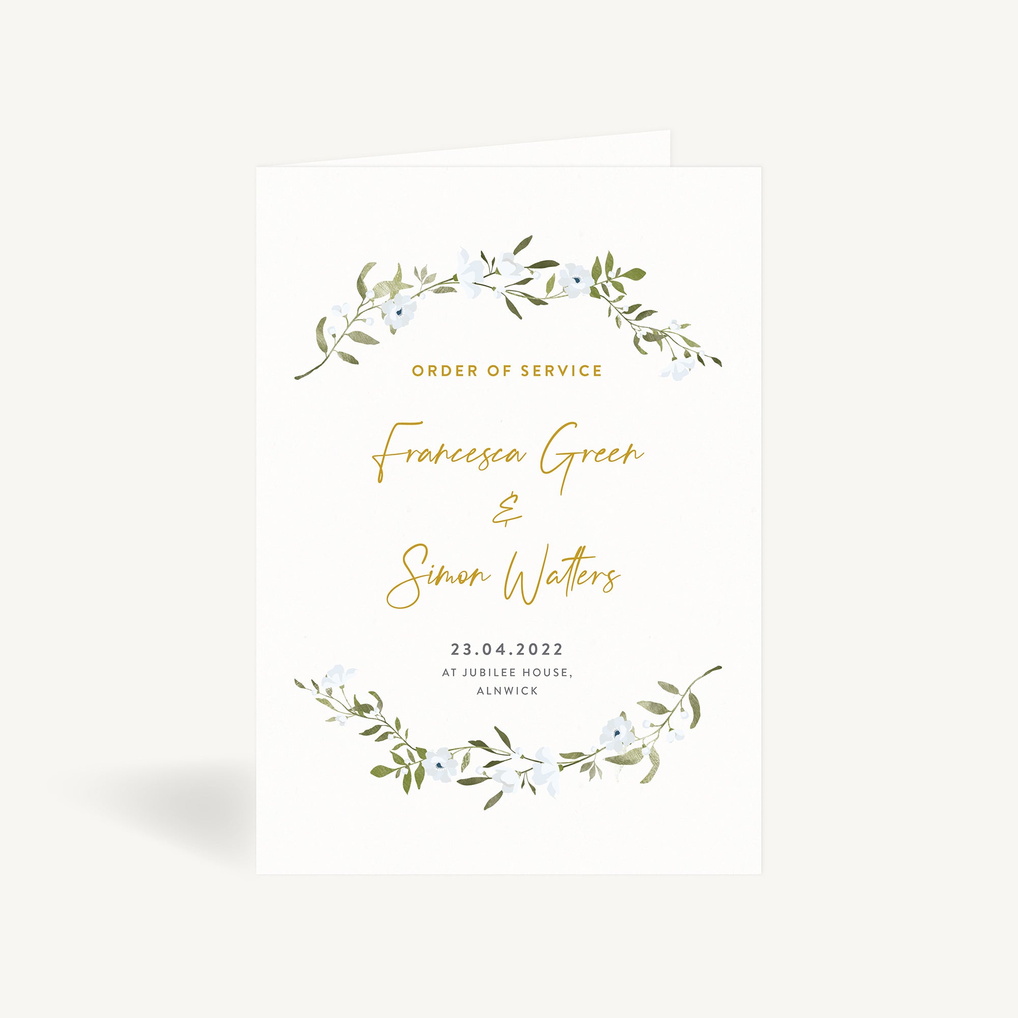 Spring Flowers Wedding Order of Service