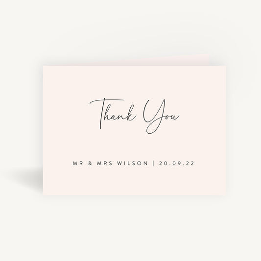 Romantic Script Wedding Thank You Card Folded