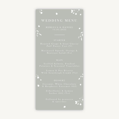 Sage Wildflower Wedding Menu