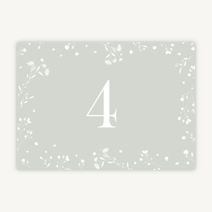 Sage Wildflower Wedding Table Number