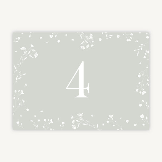 Sage Wildflower Wedding Table Number