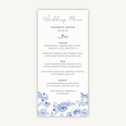 Farmhouse Blue Wedding Menu