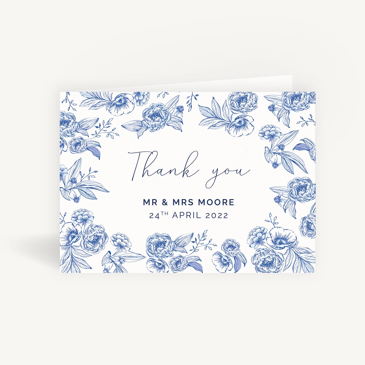 Farmhouse Blue Wedding Thank You Card Folded