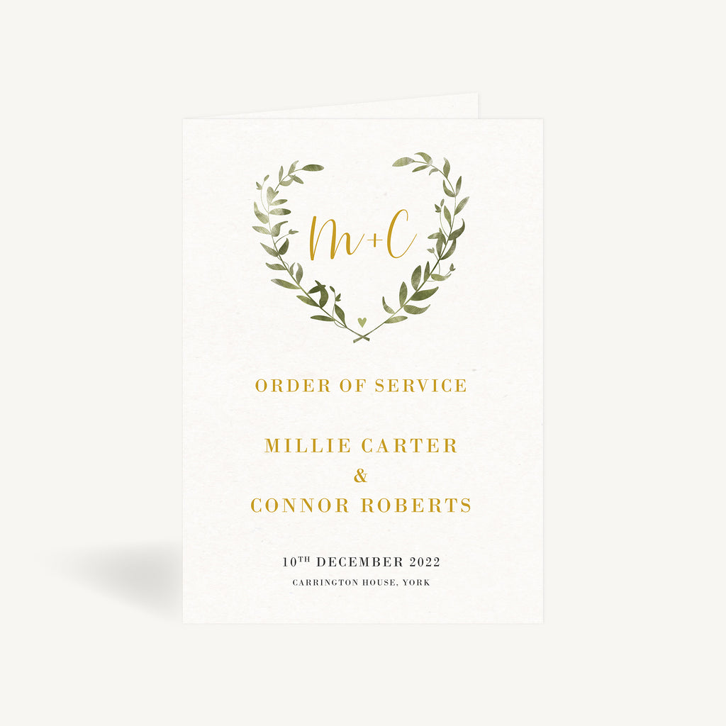 Greenery Botanical Wedding Order of Service
