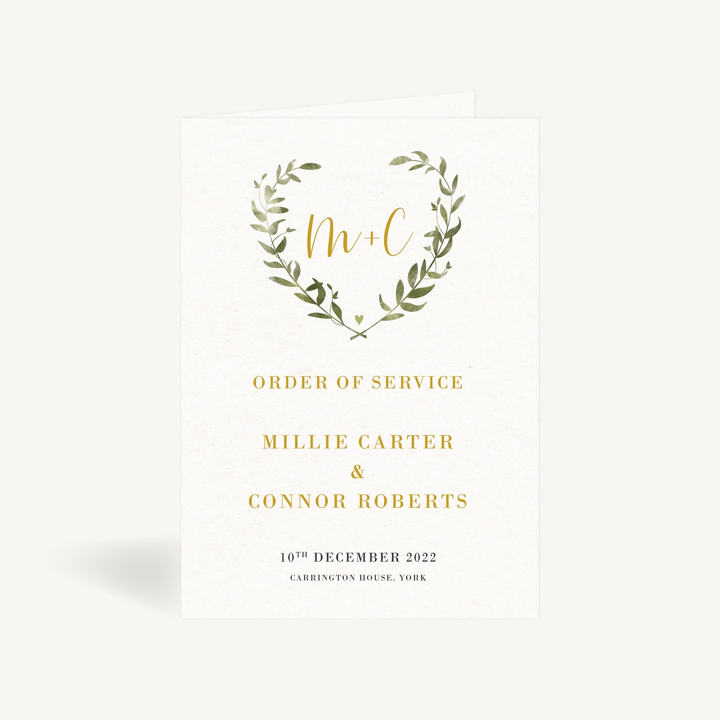Greenery Botanical Wedding Order of Service