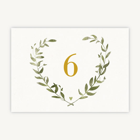 Greenery Botanical Wedding Table Number