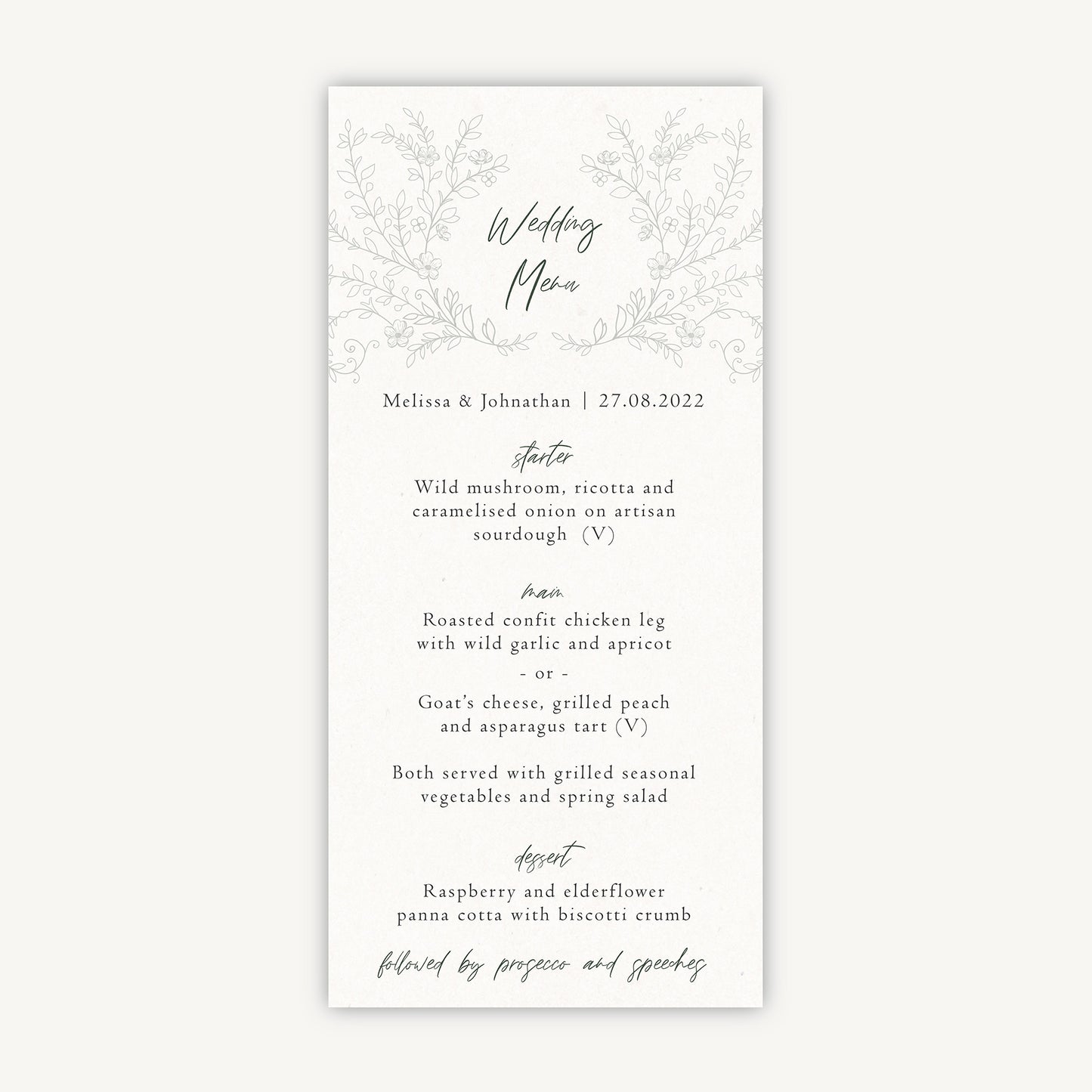 Elegant Floral Wedding Menu