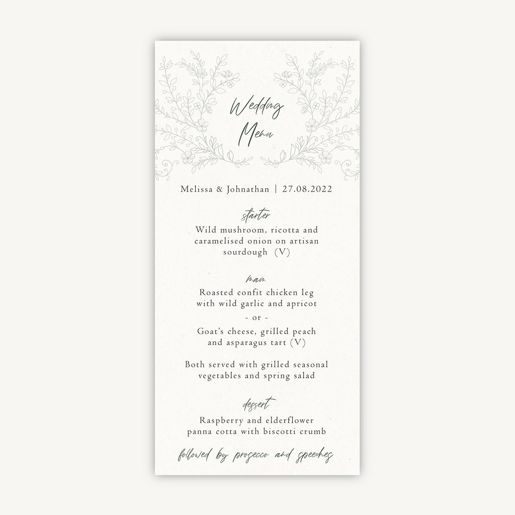 Elegant Floral Wedding Menu