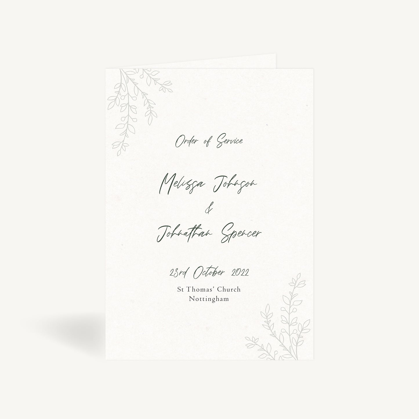 Elegant Floral Wedding Order of Service
