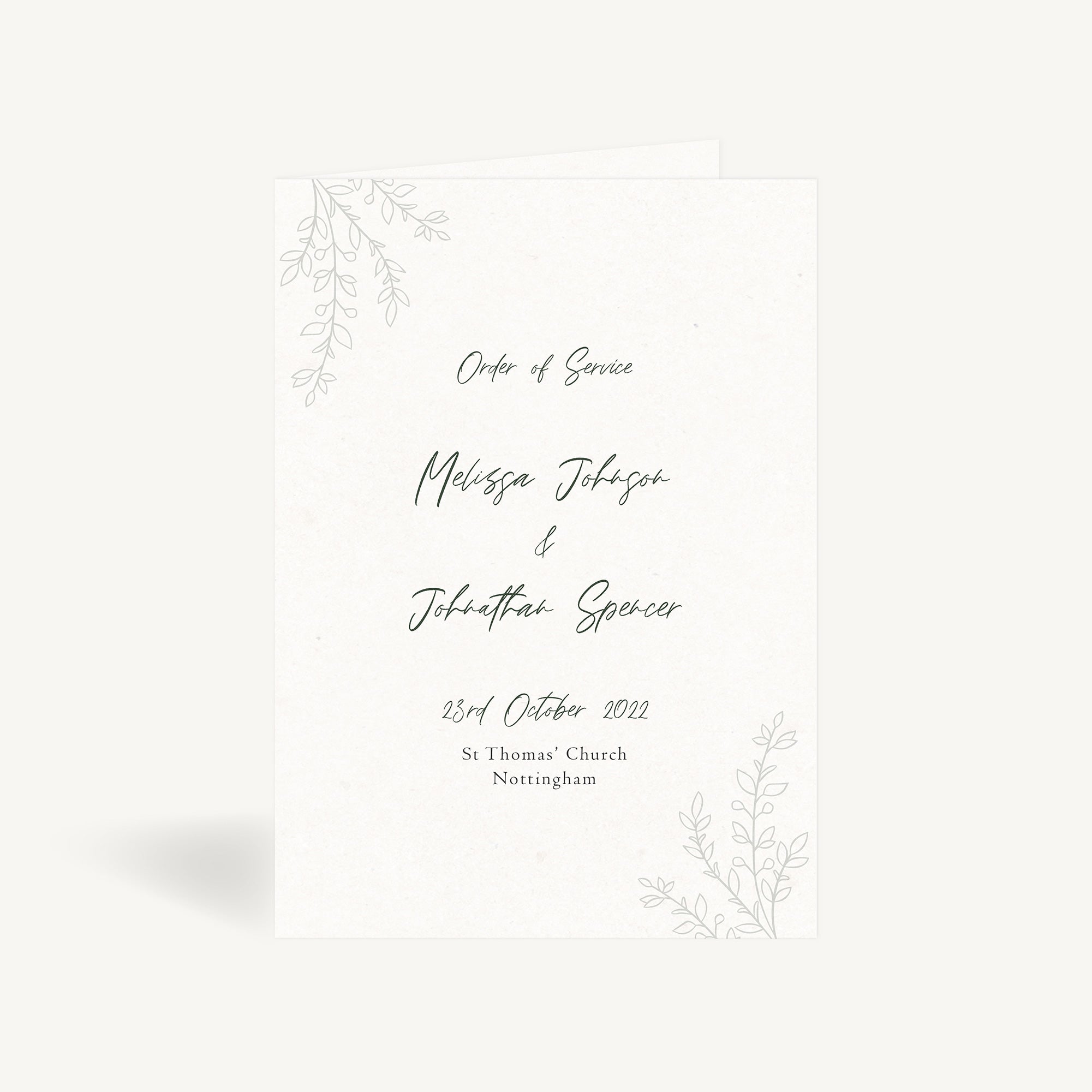 Elegant Floral Wedding Order of Service