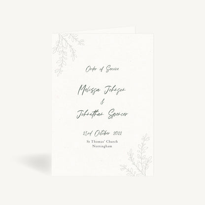Elegant Floral Wedding Order of Service