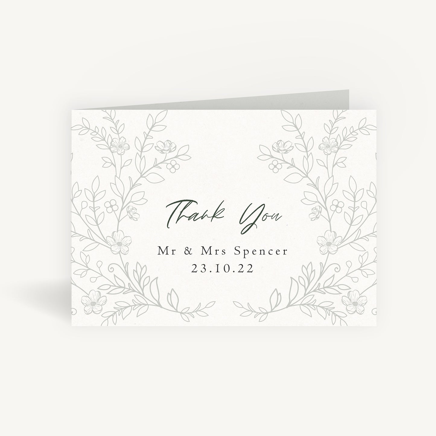 Elegant Floral Wedding Thank You Card Folded
