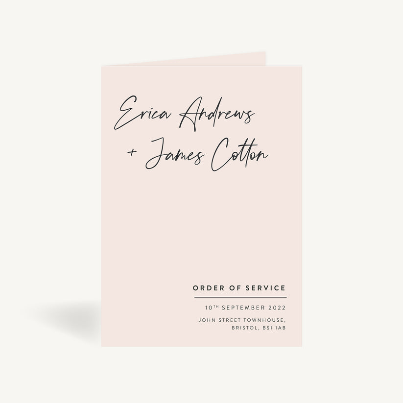 Minimal Script Wedding Order of Service – Loom Weddings