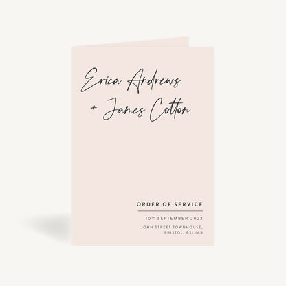 Minimal Script Wedding Order of Service