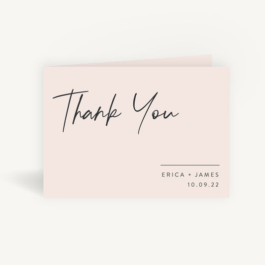 Minimal Script Wedding Thank You Card Folded