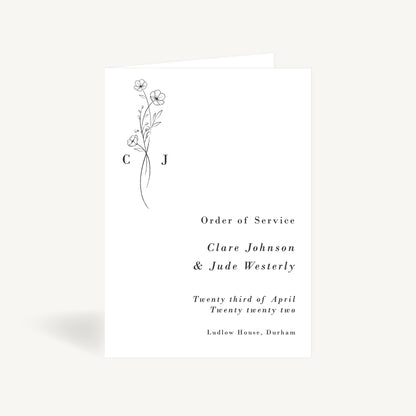 Simple Floral Wedding Order of Service