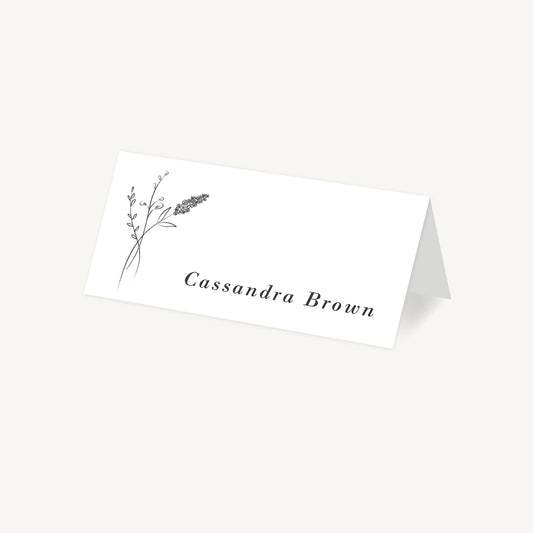 Simple Floral Wedding Place Card