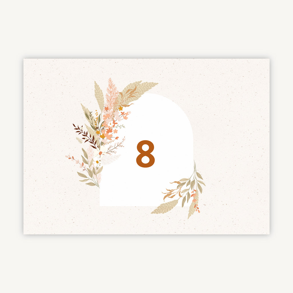 Modern Boho Wedding Table Number