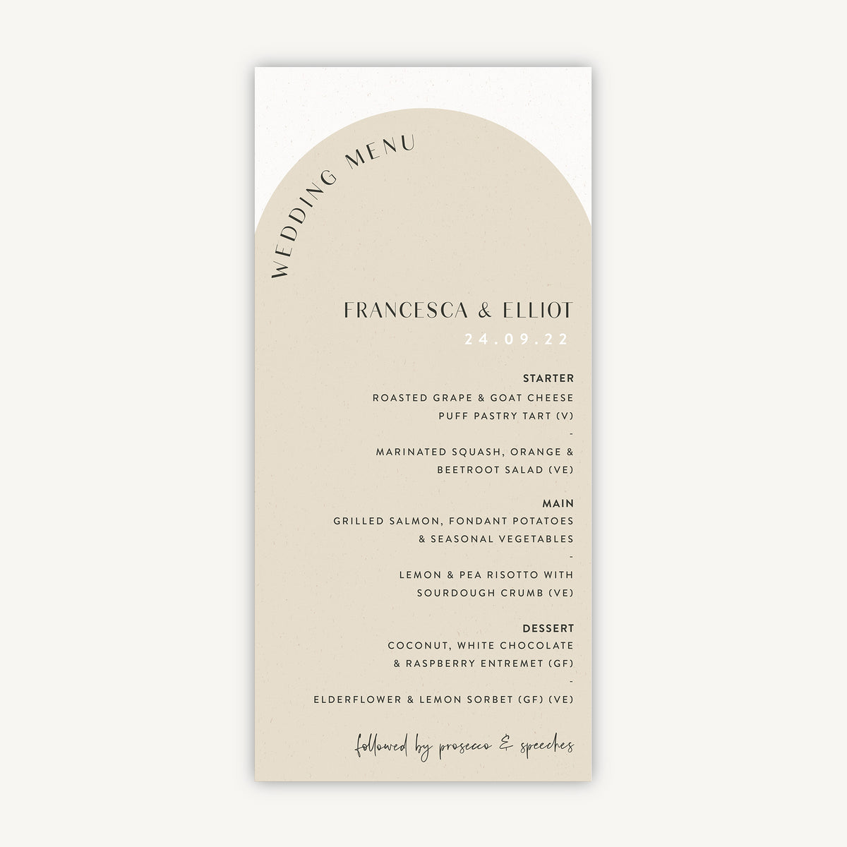 Menu Arch Minimalist Arch Wedding Menu – Loom Weddings