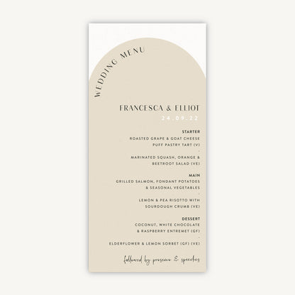 Minimalist Arch Wedding Menu