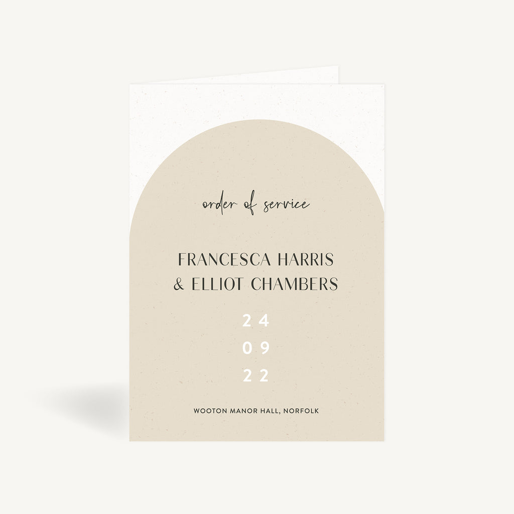 Minimalist Arch Wedding Order of Service