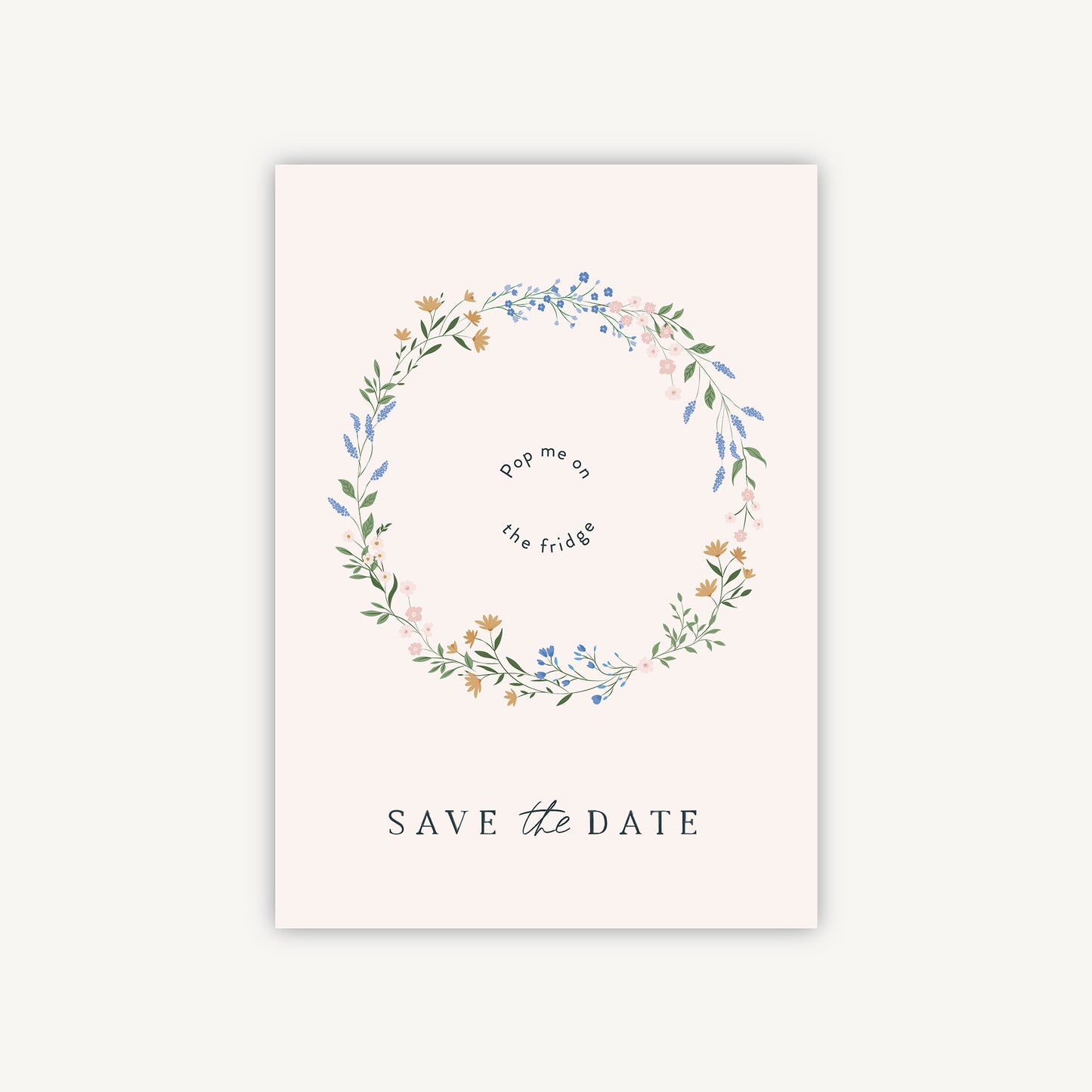 Wildflower Wreath Wooden Magnet Save the Date