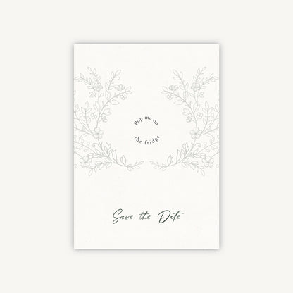 Elegant Floral Wooden Magnet Save the Date