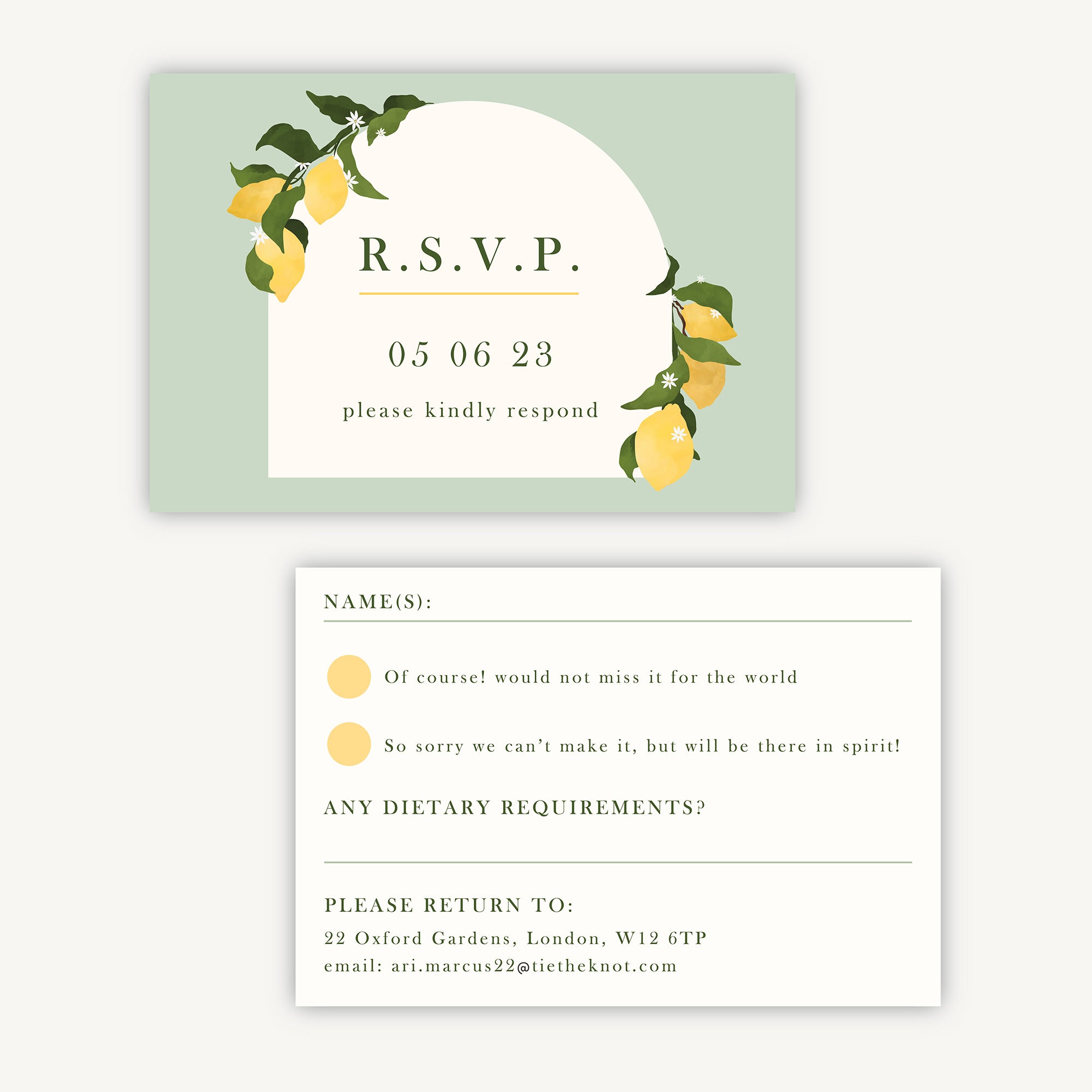 Amalfi Lemons RSVP Card