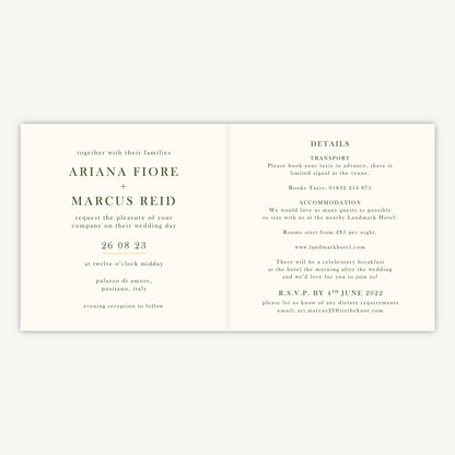 Amalfi Lemons Folded Wedding Invitation