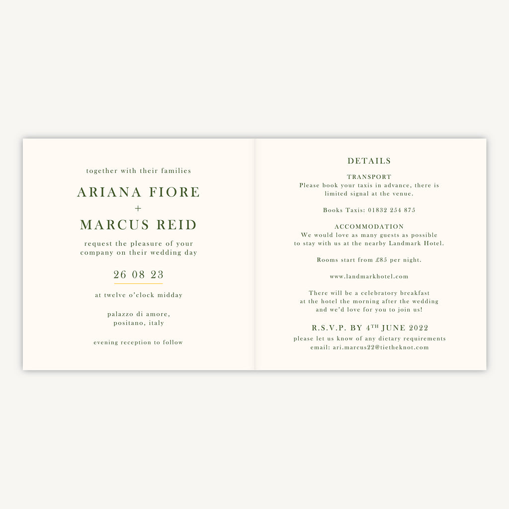 Amalfi Lemons Folded Wedding Invitation