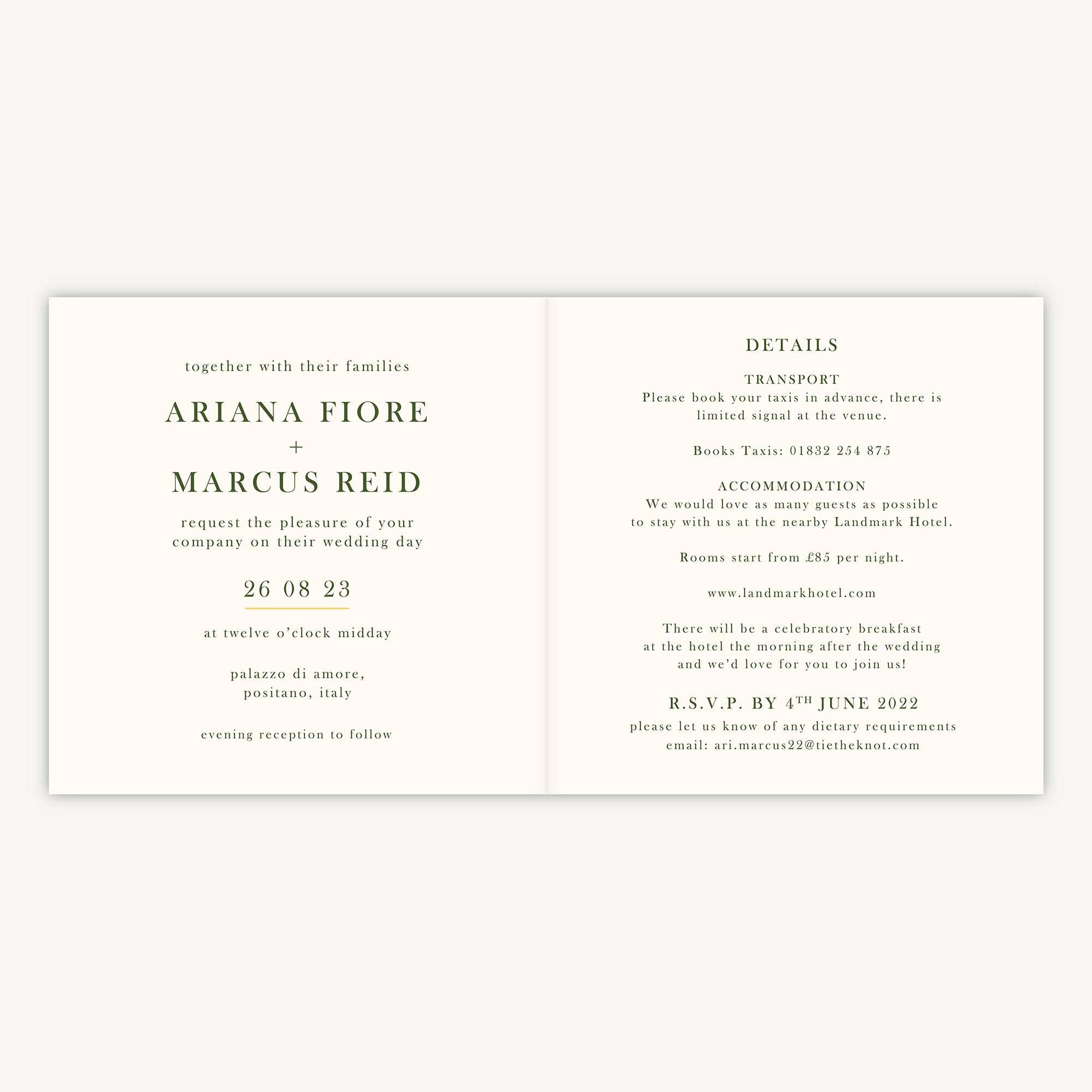 Amalfi Lemons Folded Wedding Invitation