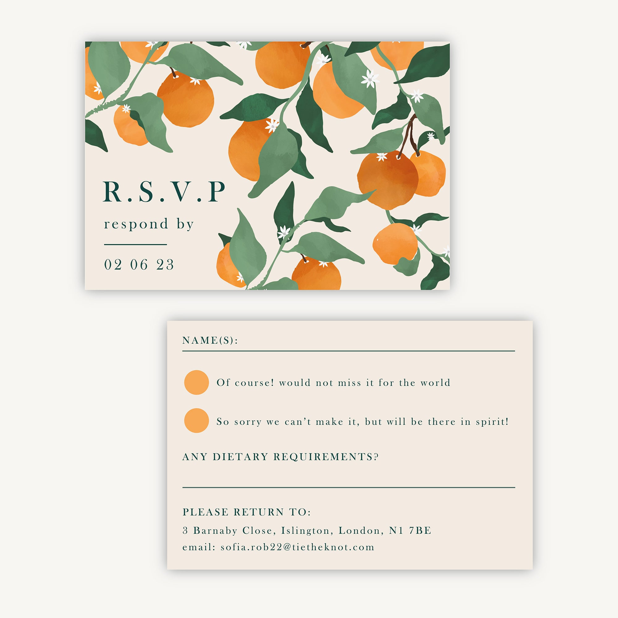 Mediterranean Oranges RSVP Card
